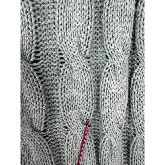 Vintage Chunky Cable Knit Extra Long Sweater Dress L Seafoam Green Fisherman Fit - Picture 8 of 14